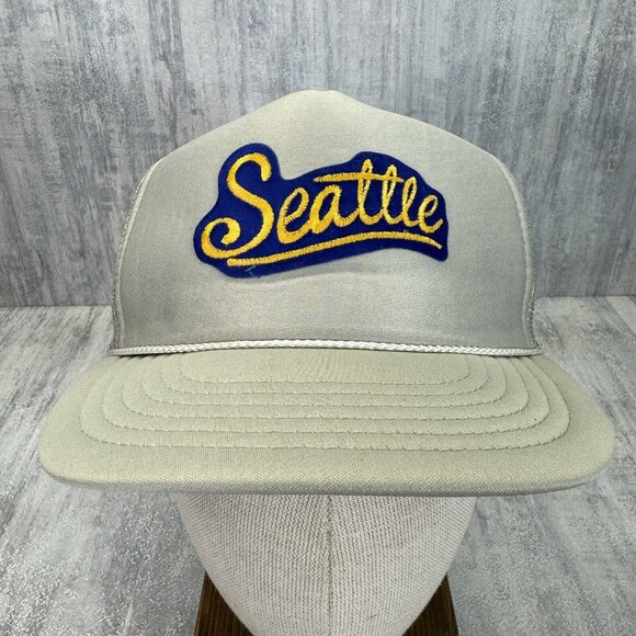 Seattle Grey Trucker Hat Smith Western Co Mesh Snap Back Vtg Cap - Picture 2 of 8